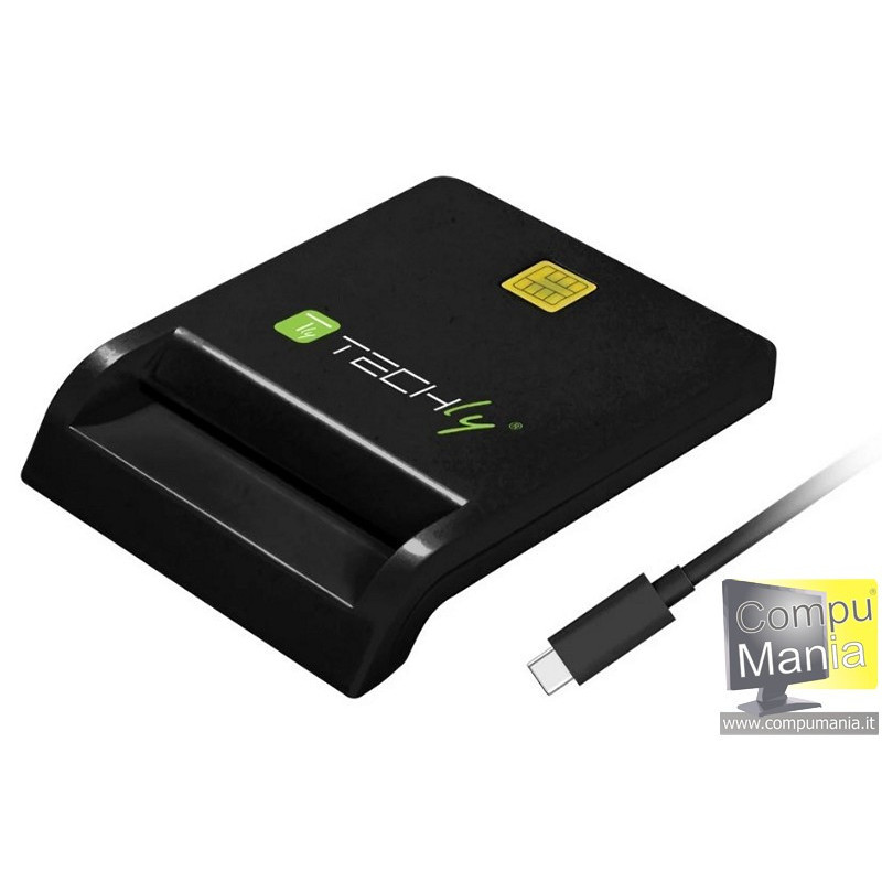 Lettore/Scrittore di Smart Card USB-C Compatto nero I-CARD CAM-USB2TYC