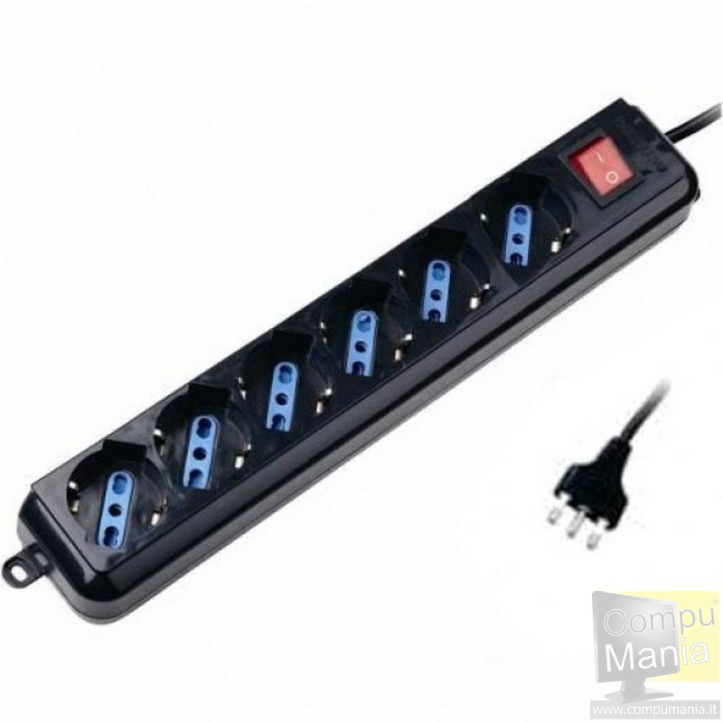 IUPS-PCP-16BK Multipresa 6p IT/Schuko ang. 45"