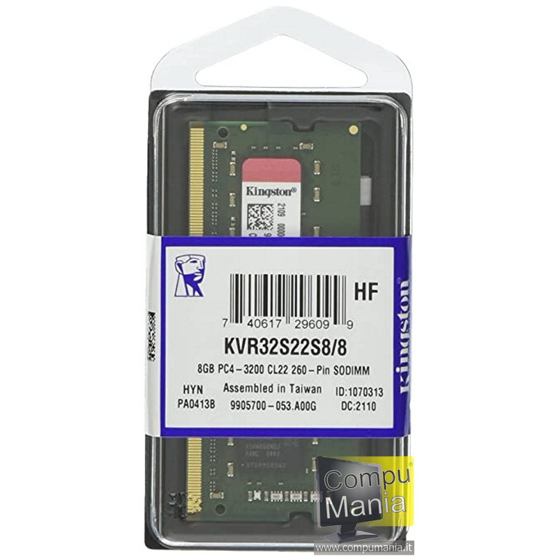 DDR4 8Gb. 3200 MHz. KVR32S22S8/8 Sodimm