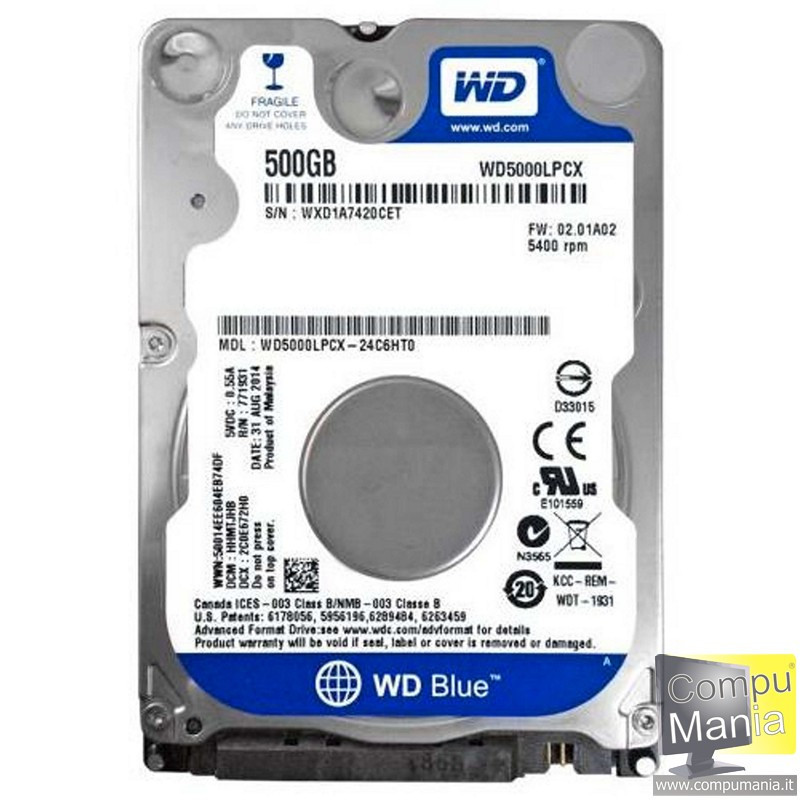 500Gb 2.5" sATAIII 8Mb 5400rpm WD5000LPCX