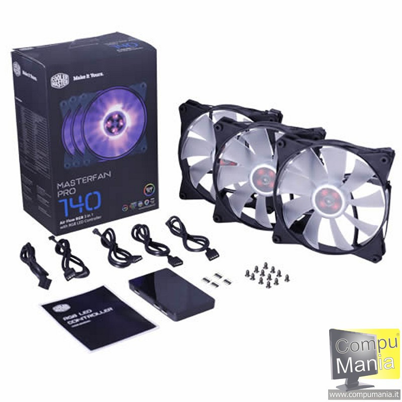 Masterfan Pro 140 Air flow RGB 3 in 1 con controller LED MFY-F4DC-083PC-R1